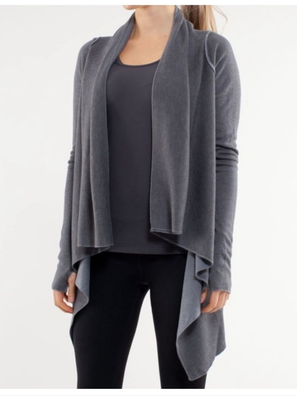 lululemon Reflections Gray Draped Wrap Cardigan Small? Cozy Yoga Babe Sweater